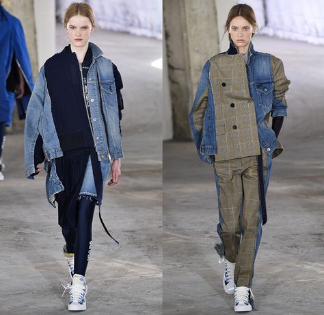 Sacai by Chitose Abe 2019 Resort Cruise Pre-Spring Womens Runway Catwalk Looks Collection Paris Fashion Week Homme France - Native American Tribal Geometric Dr. Woo Tattoos Pendleton Deconstructed Hybrid Combo Plaid Check Fringes Pinstripe Asymmetrical Dots Extra Panel Sheer Tweed Denim Jeans Bomber Jacket Blazer Shorts Coat Parka Knit Sweater Cardigan Capelet Onesie Jumpsuit Sleepwear Pajamas Accordion Pleats Leggings Mullet High-Low Skirt Maxi Dress Nike High Tops Boots Sandals Socks Sandals Socks, Deconstruction Fashion, Dr Woo, Nike High Tops, Nike High, Blazer And Shorts, Runway Collection, Women Denim Jeans, Blazer Fashion