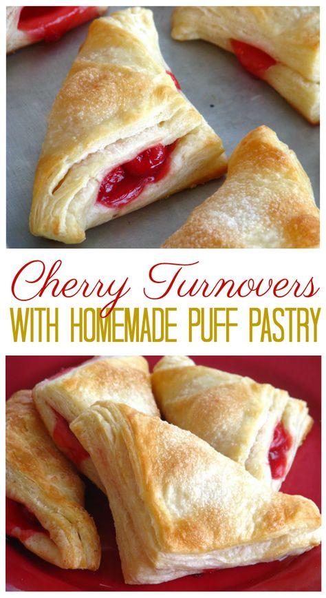 Fresh Cherry Pie Recipe, Fresh Cherry Pie, Fresh Cherry Recipes, Cherry Turnovers, Homemade Puff Pastry, Puff Pastry Recipes Dessert, Lattice Crust, Pastries Recipes Dessert, Homemade Cherry Pies