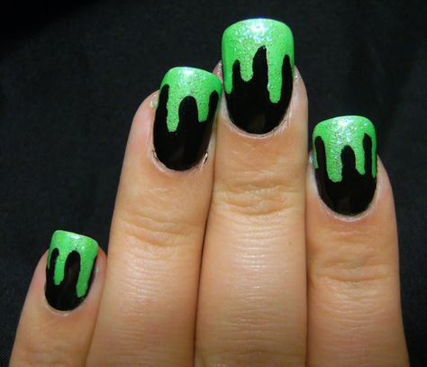 Slime Nails, Halloween Nail Art Easy, Nail Art Designs For Beginners, Nail 2023, Easy Nail Art Designs, Halloween Nails Easy, Toxic Waste, Art Designs Ideas, Punk Nails