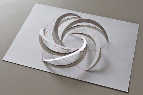 https://flic.kr/p/bqrJ96 | Tensegrity Torus | Concept for Structural and Construction System  Tilted up half-circles: compression arches Red strings: tension cables A4 (297 x 210 mm Paper) Based on Villarceau Circles on Torus Folding Architecture, Origami Architecture, Paper Structure, Paper Architecture, Concept Models Architecture, Motif Art Deco, Folding Origami, Arch Model, Architecture Model Making