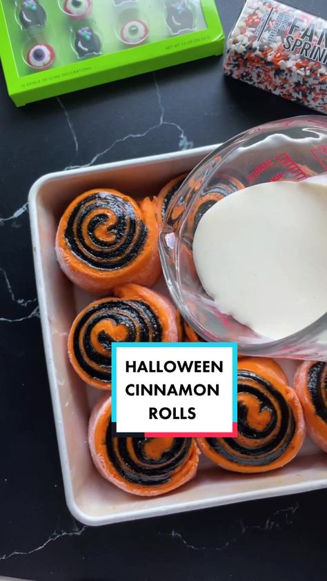 (10)Spooky cinnamon rolls! #fancysprinkles #tiktokhalloween #halloweentreats #bakingtiktok #cinnamonroll #SoundcoreGoForGold Halloween Cinammon Roll, Halloween Cinnamon Rolls, Holiday Party Food, Sweets Ideas, Fancy Sprinkles, Holiday Party Foods, Going For Gold, Cinnamon Rolls Recipe, Halloween 2019