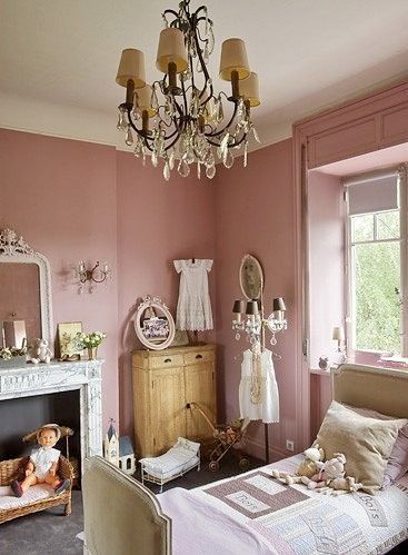 ... Dusty Pink Bedroom, Rose Bedroom, Pink Living Room, Big Girl Rooms, Pink Room, Bedroom Paint, Baby Bedroom, Living Room Colors