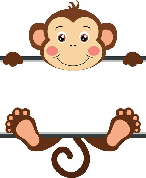 Cute monkey with blank signboard Vector Banner, Cute Monkey, Head Start, Bananas, Photo Booth, Card Ideas, Birthday Cards, Vector Free, Clip Art