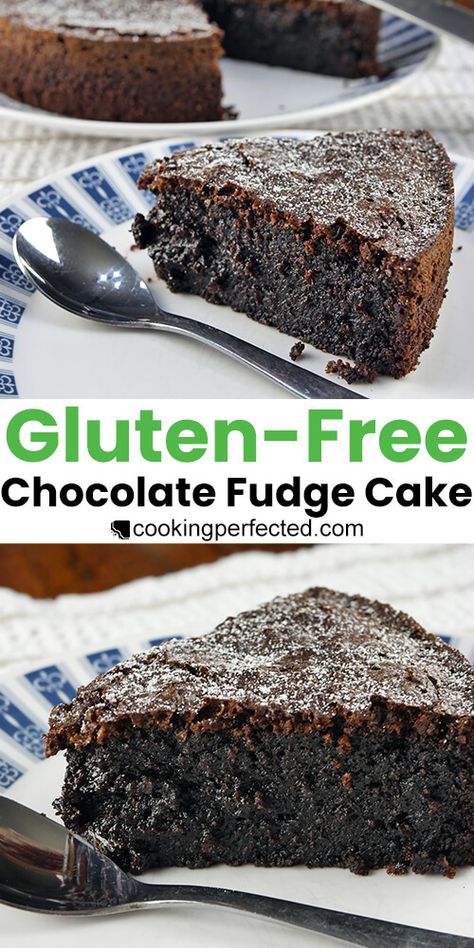 Gluten-Free Chocolate Fudge Cake Gluten Free Fudge, Fudge Cake Recipe, Hot Fudge Cake, Gluten Free Dairy Free Dessert, Cake Gluten Free, Gluten Free Chocolate Cake, Gluten Free Chocolate Chip Cookies, Chocolate Fudge Cake, Bread Ingredients