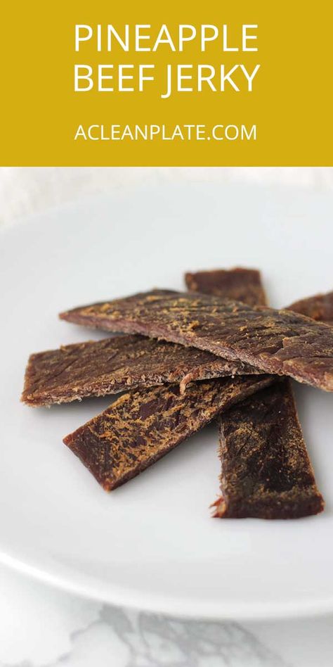 Pineapple Beef Jerky, Pineapple Jerky, Jerky Flavors, Aip Appetizers, Pineapple Marinade, Jerky Marinade Recipes, Dehydration Recipes, Beef Jerky Recipe Dehydrator, Homemade Beef Jerky Recipe