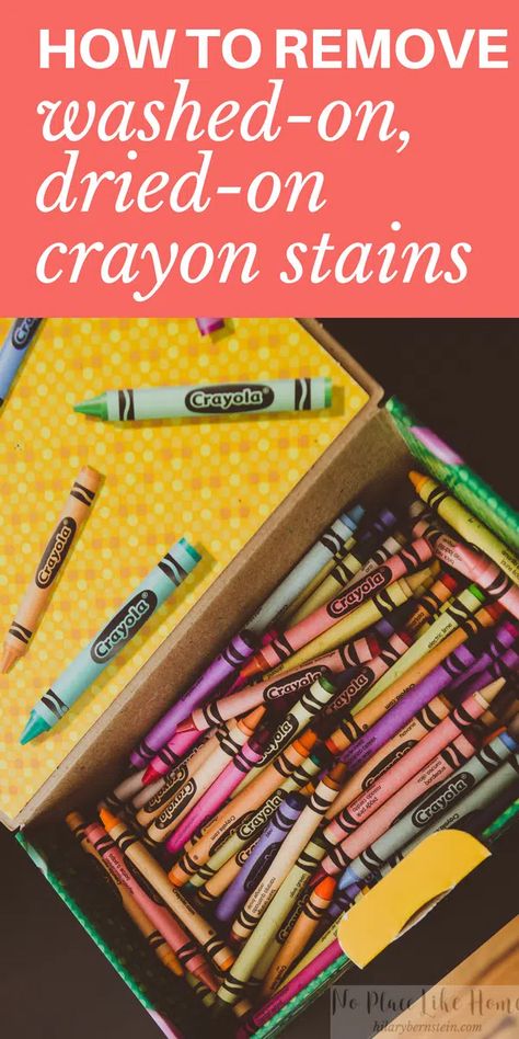 If you’ve discovered you’ve washed and dried your laundry with a crayon, here’s a simple, stress-free way to remove washed on, dried on crayon stains! Lazy Cleaning, Spring Cleaning Challenge, Dusting Spray, Clean Baking Pans, Christian Homemaking, Homemaking Tips, Cleaner Recipes, Mattress Cleaning, Bathroom Cleaning Hacks