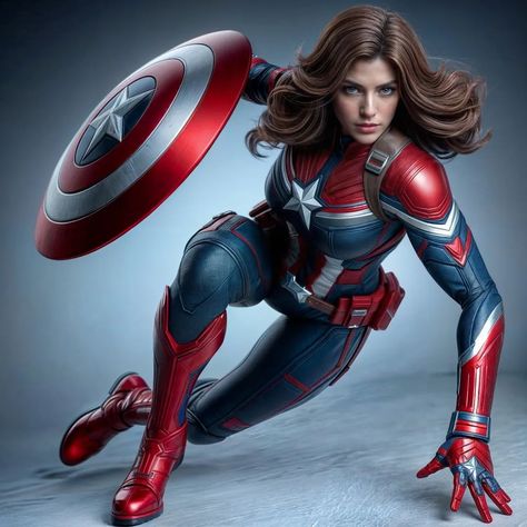 Captain America Reborn as a Woman: A Bold New Vision 💥 | AI Generated Images . Description: Explore a captivating reimagining of Captain America as a powerful female icon through the lens of AI-generated art. This unique portrayal breathes new life into the star-spangled hero, blending tradition with innovation to create an inspiring vision of strength and justice. Dive into this creative transformation and experience how AI reshapes beloved characters for a modern audience. . Hashtags: #capt... Female Captain America, Superhero Photoshoot, Female Icon, Villain Character, Female Superhero, Star Spangled, Superhero Art, Iconic Women, Community Art