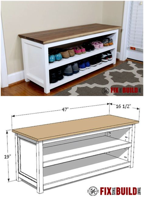 30 Entryway Shoe Storage Ideas for Small and Large Spaces Built In Shoe Rack Entryway, Diy Storage Bench Plans, Functional Entryway, Entryway Shoe Storage Ideas, Entryway Storage Bench, Shoe Storage Bench Entryway, Crate Bench, Diy Entryway Bench, Shoe Storage Ideas