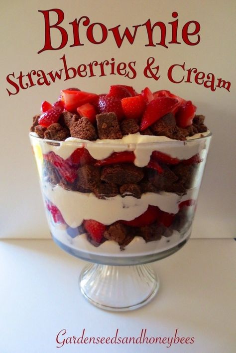 Trifle Bowl Desserts, Bowl Desserts, Trifle Bowl Recipes, Trifle Dessert Recipes, Fudge Brownie Recipe, Brownie Trifle, Dessert Summer, Trifle Bowl, Trifle Desserts