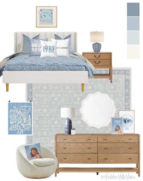 Eriksay Low Profile Upholstered … curated on LTK Girls Blue Bedroom Ideas, Blue Girls Bedroom, Swiftie Room, Baby Blue Bedrooms, Girls Blue Bedroom, Girls Bedroom Lighting, Costal Bedroom, Blue Room Decor, Teen Girl Room