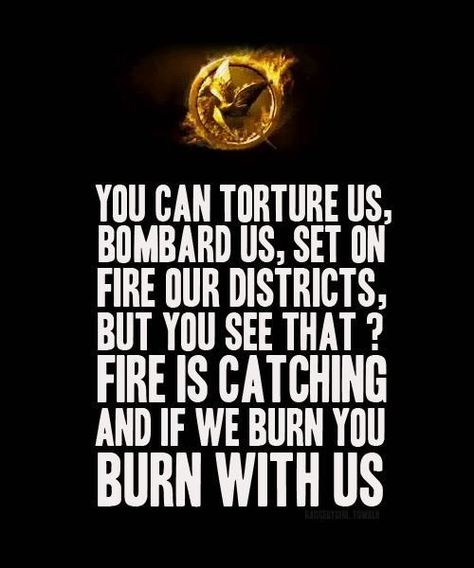 This is my favorite quote. Not only does it mean seeking revenge on the capitol but it means something in my heart. If We Burn You Burn With Us, Catching Fire Quotes, Games Tattoo, Hunger Games Quotes, Mocking Jay, I Volunteer As Tribute, Hunger Games Fandom, Hunger Games 3, Hunger Games Series