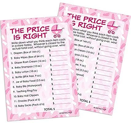 Amazon.com: DISTINCTIVS Pink Girl Baby Shower Game - The Price is Right (Set of 20): Toys & Games Cheap Baby Shower Decorations, Baby Shower Banner Girl, Baby Shower Chair, Diy Baby Shower Centerpieces, Girl Shower Decorations, Luxury Baby Shower, Pink Baby Shower Decorations, Baby Shower Girl Diy, Baby Shower Game Ideas