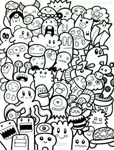 Doodle Monster, Doodle Art Letters, Arte Doodle, Doodle Art Flowers, Doodle Characters, Cool Doodles, Doodle Art Journals, Doodle Art Drawing, Doodle Inspiration