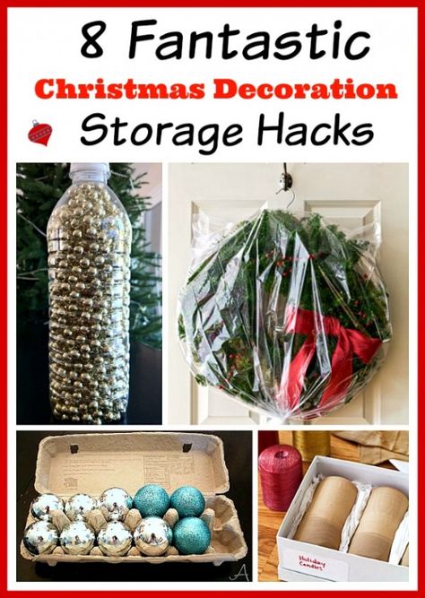 8 Christmas Decoration Storage Hacks- Putting away your Christmas decor isn't half as fun as getting it out! But organizing it doesn't have to be difficult, or costly. This year, have an easier time putting the decorations away and give these Christmas decoration storage hacks a try! | Christmas organization ideas, organizing tips, budget organizing ideas, upcycle, repurpose, Christmas storage containers, #ChristmasDecor #organizing #ACultivatedNest