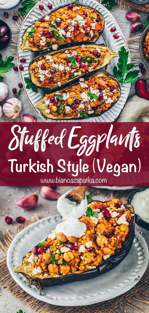 Eggplant Recipes Turkish, Bulgur Recipes Vegan, Vegan Stuffed Eggplant, Vegan Stuffed Eggplant Recipes, Turkish Stuffed Eggplant, Stuffed Eggplant Recipes Healthy, High Protein Eggplant Recipes, Vegan Turkish Food, Vegan Bulgur Recipes