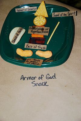 I'm teaching my primary class a series on putting on the armor of God. We are doing one piece of the armor each week. This "Armor of God" snack would be a cute reward for snack time when we complete the series! Armor Of God Lesson, Sunday School Snacks, Helmet Of Salvation, Belt Of Truth, The Armor Of God, Preschool Bible, Bible Crafts For Kids, Childrens Bible, Bible Lessons For Kids