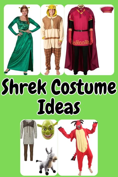 Shrek group costume ideas 3 Blind Mice Costume Shrek, Shrek Costumes Ideas, Diy Shrek Character Costumes, Shrek Family Costume, Shrek Costume Ideas, Shrek Costume Diy, Shrek Characters, List Of Halloween Costumes, Donkey Costume