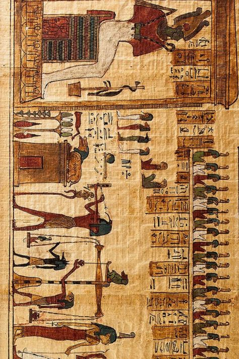 The judgment scene before Osiris (god of the underworld, rebirth and the afterlife) from 'the Book of the Dead' of Nesshutefnut. Osiris God Egypt, Egypt Gods Art, Osiris Egyptian God, Osiris God, God Of Egypt, Egyptian Book Of The Dead, Egypt Gods, Egyptian Cartouche, God Of The Underworld