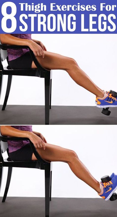 8 Thigh Exercises For Strong Legs #thighexercises #exercises Inner Leg Workout, Sport Food, Strong Legs, Shin Splints, Thigh Exercises, Health Nutrition, Running Workouts, Leg Workout, A Chair