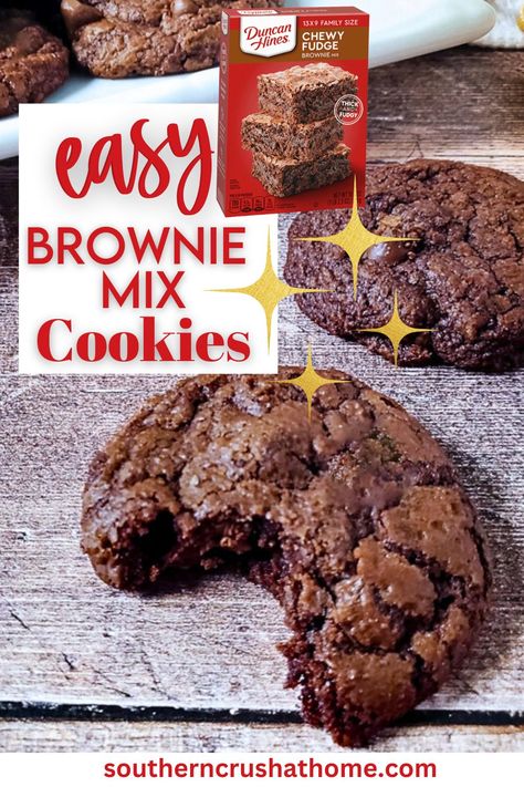 Brownie Mix Cookies Box Brownies Cookies, Cookies From Brownie Mix Recipes, Cookies With Brownie Mix Easy, Browny Cookies, How To Make Brownie Cookies, Best Brownie Cookies, Brownie Cookie Recipes Easy, Good Easy Cookie Recipes, Chocolate Cake Mix Cookies Recipes