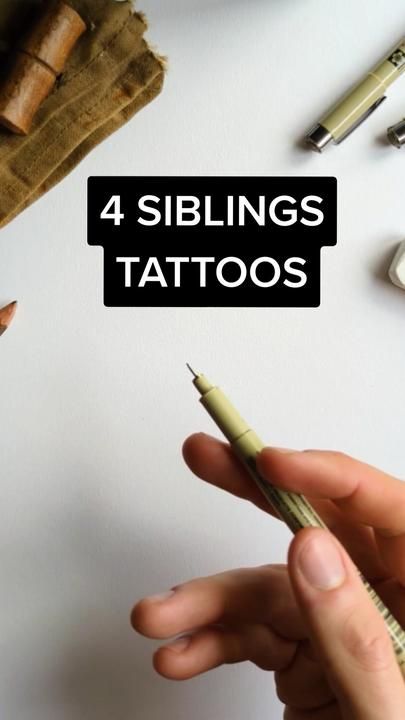 Sibling Mini Tattoos, Tattoos To Represent Siblings, Sibling Tattoos For 4 Brother And Sister, Meaningful Sibling Tattoos, Tattoo Ideas Siblings, Four Sibling Tattoos, Simple Sibling Tattoos, 4 Sibling Tattoos, Cute Sibling Tattoos