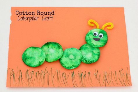 This cotton rounds caterpillar craft is a perfect spring craft for kids. Plus you may already have all the supplies in you craft closet and bathroom! Cereal Crafts, Craft Ideas For Toddlers, Hungry Caterpillar Craft, May Crafts, Caterpillar Craft, Crafts For Toddlers, Cotton Rounds, Sand Crafts, Easy Arts And Crafts