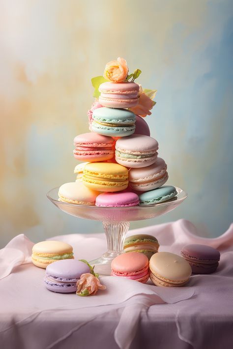 A set of 3 of macaron prints in pastel colors that could be the perfect artwork for pastry shop or kitchen decor, or the perfect girft for pastry lovers. Pastries Images, Colorful Desserts, French Macaroons, Dessert Photography, French Dessert, Pastry Desserts, Pastry Shop, French Pastries, Food Illustration