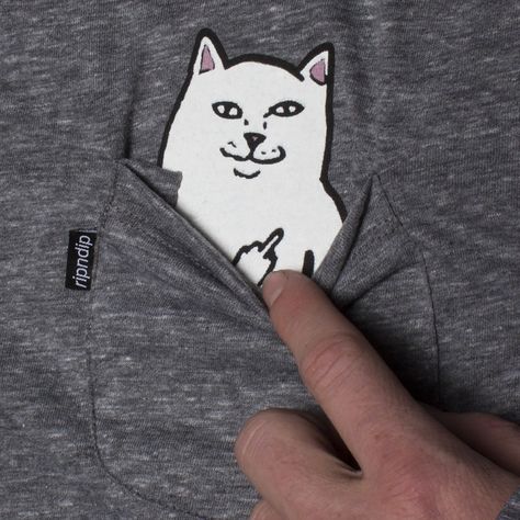 RipNdips' Cat T-Shirt Has An Unexpected Surprise Hidden In The Pocket Tshirt Style Outfit, Lord Nermal, Pocket Cat, Bird Shirt, Embroidery Tshirt, Cat T, T Shirt Diy, Cat Shirts, Crazy Cat Lady