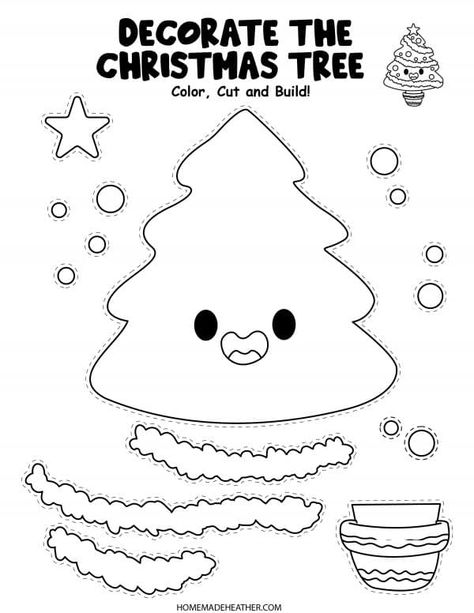 Free Printable Christmas Tree Craft Printable Christmas Crafts, Free Printable Crafts, Christmas Worksheets, Christmas Arts And Crafts, Christmas Tree Crafts, Christmas School, Winter Crafts For Kids, Preschool Christmas, Free Christmas Printables