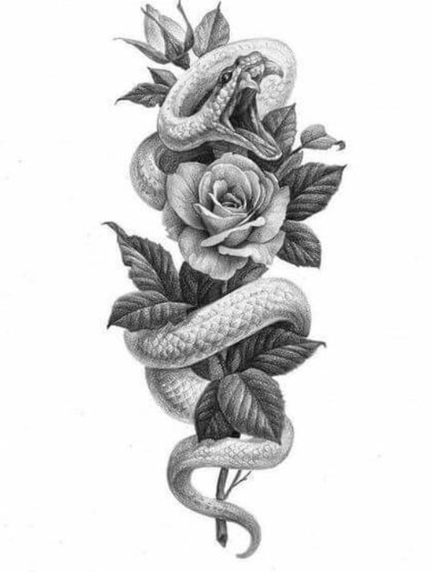 Snake And Flower Tattoo, Snake And Flowers Tattoo, Snake Tattoo Meaning, Flower Tattoo Drawings, Snake Tattoo Design, Tattoo Cover, Diy Tattoo, Arm Tattoos For Women, Tattoo Meaning