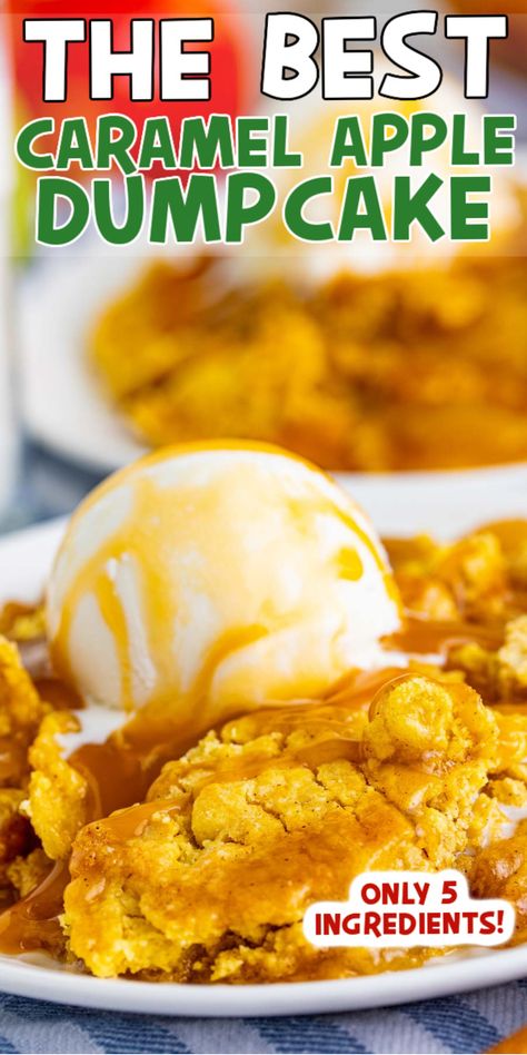 The best caramel apple dump cake! A delicious fall dessert! Apple Dump Cake Recipe, Apple Dump Cake, Easy Dump Cake Recipe, Caramel Apple Dump Cake, Dump Cakes, Apple Dump Cakes, Apple Dessert, Apple Pie Filling, Apple Dessert Recipes