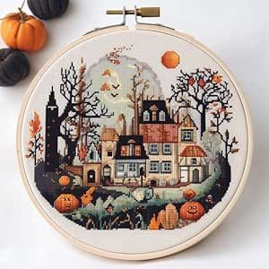 Easy Cross Stitch, Easy Cross, Patterns Embroidery, Halloween Embroidery, Pumpkin Colors, Simple Cross Stitch, Cross Stitch Kits, Amazon Art, Sewing Stores