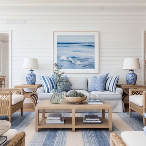 Australian Hamptons Style Interiors, Summer House Interior Design, Classic Coastal Home, Hamptons House Decor, Classic Coastal Interior Design, Seaside Apartment Interior Design, Hamptons Style Decor Living Rooms, Coastal Hamptons Style Living Rooms, Modern Hamptons Style Living Rooms