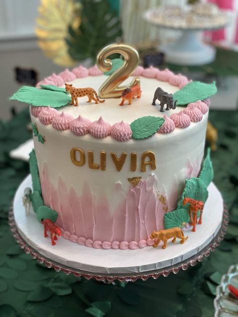 Olivia’s Two Wild Birthday Party | CatchMyParty.com Wild 2 Birthday Party Girl, Two At The Zoo Birthday Girl, Born Two Be Wild Birthday Girl, Two Wild Birthday Party Girl, Two Wild Birthday Party, Safari Birthday Party Ideas, Two Wild Birthday, Birthday Party Girl, Wild Birthday Party