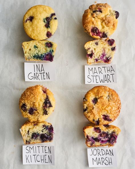 We baked four of the most popular blueberry muffin recipes on the internet: Ina Garten’s, Martha Stewart’s, Smitten Kitchen’s, and Jordan Marsh’s. Here's how it went. Smitten Kitchen Blueberry Muffins, Martha Stewart Blueberry Muffins, Ina Garten Blueberry Muffins, Jordan Marsh Blueberry Muffin Recipe, Blueberry Muffin Recipes, Blueberry Muffins From Scratch, Jordan Marsh Blueberry Muffins, Smitten Kitchen Recipes, Berry Muffin Recipe