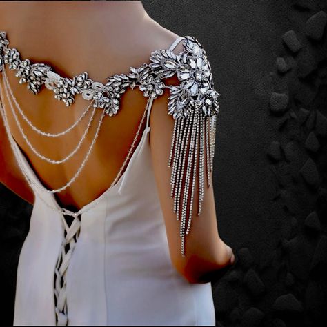 Bridal Shoulder Necklace, Bridal Shoulder Body Jewelry, Wedding Crystal Shawl, Bridal Jewelry, Elegant Wedding Jewelry, Jewelry for Bride by GlamDuchess on Etsy Elegant Wedding Jewelry, Jeweled Wedding Dress, Crystal Wedding Dress, Shoulder Jewelry, Shoulder Necklace, Bridesmaids Gift Sets, Bridal Bolero, Wedding Necklaces, Shrugs And Boleros