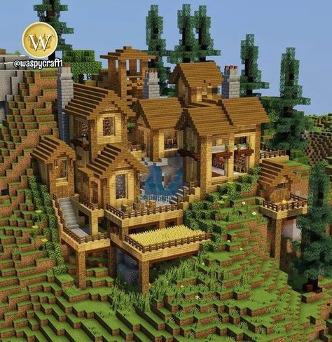 Minecraft Hilltop House, Minecraft Burg, Map Tutorial, Hilltop House, Minecraft House Ideas, Minecraft Idea, Capas Minecraft, Mc Ideas, Minecraft Structures