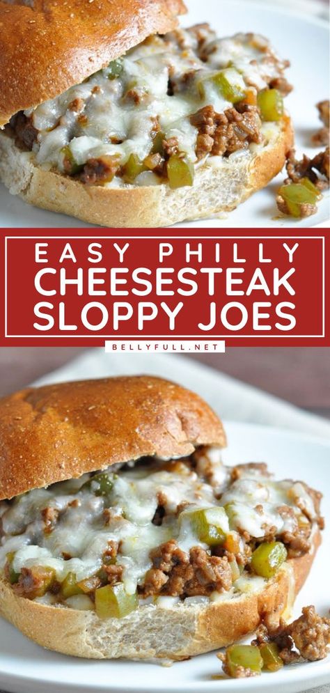 Cooking Ideas For Dinner, Cheesesteak Sloppy Joes, Hamburger Dinner Ideas, Philly Cheesesteak Sloppy Joes, Quick Family Meals, Ideas For Dinner, Fast Dinner Recipes, Cheese Steak, Philly Cheesesteak