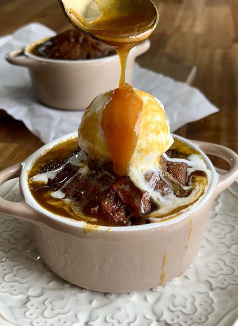 Pumpkin Sticky Toffee Puddings for Two — Well Made by Kiley Sweet Potato Sticky Toffee Pudding, Pumpkin Toffee Pudding Cake, Well Made By Kiley, Sticky Toffee Trifle, Pumpkin Sticky Toffee Pudding, Pumpkin Pudding Cake, Pumpkin Toffee, Cakes For Two, Sticky Toffee Pudding Cake