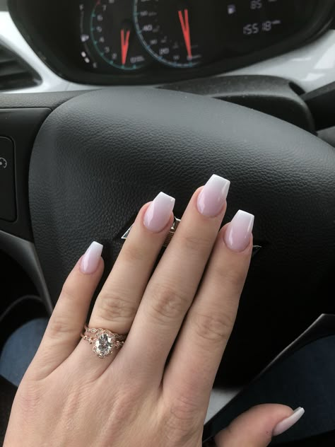 Tip And Dip Nails Coffin, Semi Coffin French Tip Nails, Fresh Set Acrylic Nails, French Tip Solar Nails, Ombré French Nails Coffin, Short Coffin Shape Nails French Tip Design, Fresh Set Nails, Medium Coffin Shape Nails French Tip, Short Coffin Shape Nails French Tip