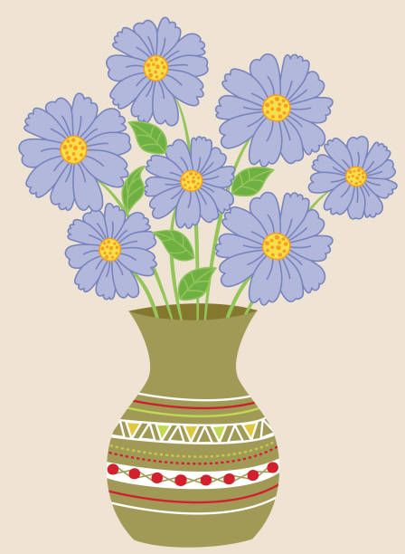 Flower With Vase Drawing, Easy Flower Vase Drawing, Vase Drawing Design, Pot Drawing Design, Vase Drawing Ideas, Flower In Pot Drawing, How To Draw A Vase, Flower Pot Design Drawing, Vase Drawing Simple