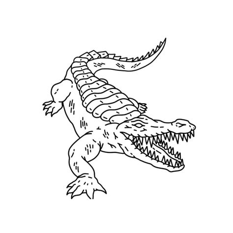 Crocodile Tattoo Simple, Simple Alligator Tattoo, Crocodile Tattoo Design, Traditional Tattoo Outline, Alligator Tattoo, Crocodile Tattoo, Animal Tattoos For Men, Tree Tattoo Back, Lizard Tattoo