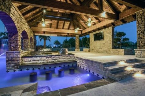 Backyard Pavilion Design Ideas With Pool  #Outdoor #Pool  www.missquantum.com @itsmissQ Outdoor Kitchen Detached From House, Outdoor Structure, Outdoor Pavilion, Swim Up Bar, Backyard Pavilion, Backyard Bar, Luxury Pools, Casa Vintage, Luxury Garden