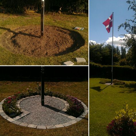 Flag Pole Flower Bed, Landscaping Around Flagpole Front Yards, Garden Around Flag Pole, Outdoor Flag Pole Display Ideas, Flag Pole Garden Ideas, Flag Post Ideas, Front Yard Flag Pole Landscaping Ideas, Flagpole Flowerbed Ideas, American Flag Pole Landscaping