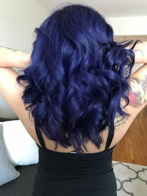 indigo #Bluehair #purplehair Indigo Blue Hair Color, Indigo Dyed Hair, Navy Purple Hair, Tanzanite Hair Color, Blue Purple Black Hair, Indigo Balayage, Indigo Purple Hair, Dark Blue Purple Hair, Dark Indigo Hair