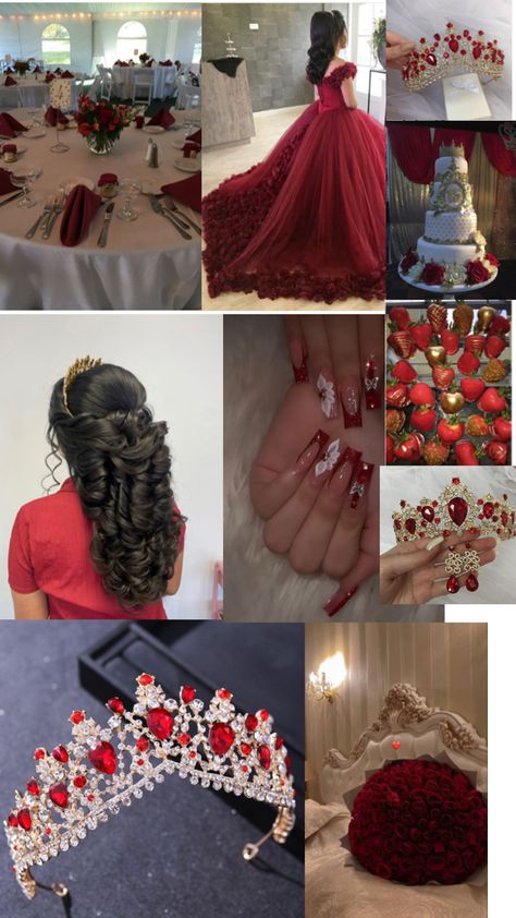 Red Theme Quince, Book Of Life Quinceanera Theme, Victorian Quinceanera Theme, Red And White Quinceanera Dresses, 15 Themes Quinceanera, Catalina Core, Red Quinceanera Theme, Red Quince Theme, Red And Gold Quince