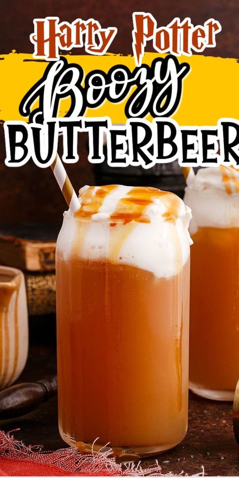 Butterbeer Syrup, Butter Beer Drink Recipe, Easy Cocktails To Make At Home With Vodka, Butterbeer Martini, Achole Drinks, Butter Beer Recipe Alcoholic, Spiked Butterbeer Recipe, Harry Potter Themed Alcoholic Drinks, Butter Beer Cocktail