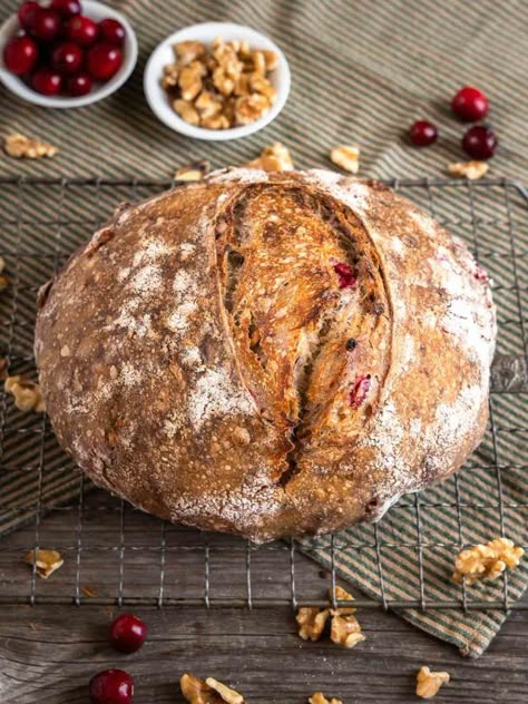 Cranberry Sourdough Bread, Cranberry Walnut Sourdough, Walnut Sourdough Bread, Cranberry Sourdough, Banana Bread Recipe Easy Moist, Walnut Bread Recipe, Cranberry Walnut Bread, Cranberry Bread Recipes, Banana Bread Cake