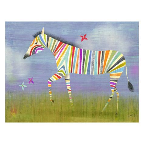 colorful zebra Zebra Wall Art, Zebra Canvas, Zebra Wall, Zebra Art, Rainbow Zebra, Oopsy Daisy, Childrens Wall Art, Animal Illustrations, Art Et Illustration