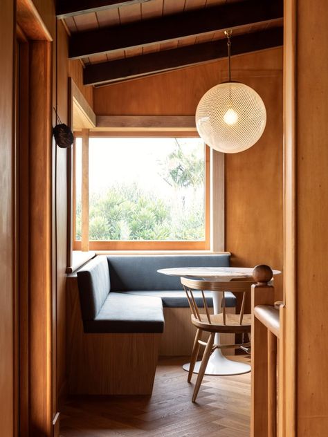 Bremworth and Katie Lockhart - Issue 05 Feature - The Local Project - The Local Project Katie Lockhart, New Zealand Home, Kitchen Booth, Corner Bench Seating, Dining Booth, Concrete Effect Paint, New Zealand Houses, Small Modern Home, Booth Seating